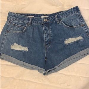 Mom-style jean shorts